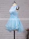A-line Scoop Neck Satin Tulle Short/Mini Flower(s) Original Bridesmaid Dresses #PWD010020103777