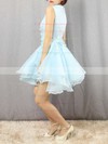A-line Scoop Neck Satin Tulle Short/Mini Flower(s) Original Bridesmaid Dresses #PWD010020103777