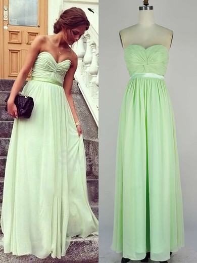 A-line Sweetheart Chiffon Floor-length with Sashes / Ribbons Bridesmaid Dresses #PWD010020104243