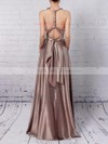 A-line V-neck Silk-like Satin Ankle-length with Ruffles Bridesmaid Dresses #PWD010020104433