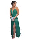 A-line V-neck Chiffon Ankle-length with Split Front Bridesmaid Dresses #PWD010020104497