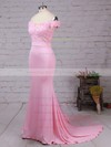Trumpet/Mermaid Off-the-shoulder Tulle Silk-like Satin Sweep Train with Sashes / Ribbons Bridesmaid Dresses #PWD010020104517