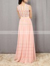 Affordable A-line Scoop Neck Lace Chiffon Floor-length Bridesmaid Dresses #PWD010020104579