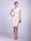 Sheath/Column Knee-length Chiffon Pleats One Shoulder Bridesmaid Dresses #PWD02013681