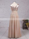 Champagne V-neck Sequined and Chiffon Pleats Inexpensive Bridesmaid Dresses #PWD01002016329
