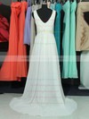 A-line V-neck Chiffon Sweep Train Lace Bridesmaid Dresses #PWD01002018761
