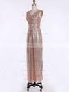 Sequined V-neck Floor-length Sheath/Column Ruffles Bridesmaid Dresses #PWD01013739