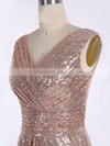 Sequined V-neck Floor-length Sheath/Column Ruffles Bridesmaid Dresses #PWD01013739