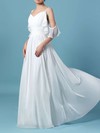 Chiffon V-neck Sweep Train A-line Sashes / Ribbons Wedding Dresses #PWD00023303