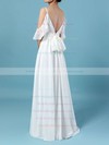 Chiffon V-neck Sweep Train A-line Sashes / Ribbons Wedding Dresses #PWD00023303