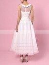 Tulle Scoop Neck Tea-length Ball Gown Beading Wedding Dresses #PWD00023272