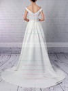 Satin Off-the-shoulder Sweep Train Ball Gown Sashes / Ribbons Wedding Dresses #PWD00023169