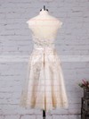 Lace Tulle Scoop Neck Knee-length A-line Appliques Lace Wedding Dresses #PWD00023302