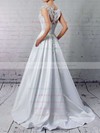 Satin Tulle Scoop Neck Floor-length Ball Gown Appliques Lace Wedding Dresses #PWD00023313
