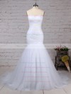 Tulle Sweetheart Sweep Train Trumpet/Mermaid Ruched Wedding Dresses #PWD00023219