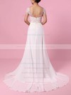Chiffon Tulle Scoop Neck Sweep Train A-line Beading Wedding Dresses #PWD00023165