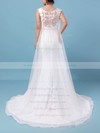 Tulle Chiffon Scoop Neck Sweep Train Trumpet/Mermaid Appliques Lace Wedding Dresses #PWD00023231
