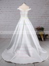 Satin Off-the-shoulder Sweep Train Ball Gown Ruffles Wedding Dresses #PWD00023252