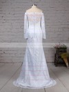 Lace Off-the-shoulder Sweep Train Trumpet/Mermaid Wedding Dresses #PWD00023298