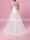 Chiffon V-neck Sweep Train Princess Appliques Lace Wedding Dresses #PWD00023282