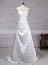 Satin Tulle V-neck Sweep Train Princess Appliques Lace Wedding Dresses #PWD00023301