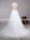 Tulle Scoop Neck Sweep Train Princess Appliques Lace Wedding Dresses #PWD00023309