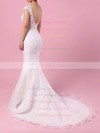 Tulle Scoop Neck Sweep Train Trumpet/Mermaid Appliques Lace Wedding Dresses #PWD00023152