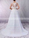 Chiffon Tulle V-neck Sweep Train Princess Beading Wedding Dresses #PWD00023181
