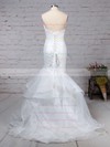 Organza V-neck Sweep Train Trumpet/Mermaid Side-Draped Wedding Dresses #PWD00023190