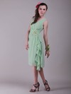 A-line Knee-length Chiffon Flower(s) V-neck Bridesmaid Dresses #PWD02042137