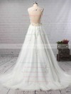 Organza V-neck Court Train Princess Beading Wedding Dresses #PWD00023147