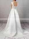 Satin Square Neckline Sweep Train Ball Gown Beading Wedding Dresses #PWD00023171