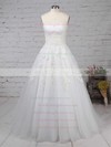 Tulle Strapless Sweep Train Ball Gown Appliques Lace Wedding Dresses #PWD00023175