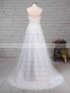 Tulle Lace V-neck Sweep Train A-line Appliques Lace Wedding Dresses #PWD00023211