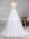 Tulle Halter Sweep Train Ball Gown Beading Wedding Dresses #PWD00023223