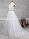 Tulle Halter Sweep Train Ball Gown Beading Wedding Dresses #PWD00023223