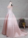 Satin Strapless Sweep Train Ball Gown Appliques Lace Wedding Dresses #PWD00023235