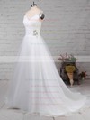 Organza Tulle V-neck Sweep Train Ball Gown Beading Wedding Dresses #PWD00023237