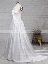 Satin Tulle V-neck Sweep Train Ball Gown Beading Wedding Dresses #PWD00023239