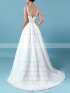 Lace Tulle Scoop Neck Sweep Train Princess Beading Wedding Dresses #PWD00023247