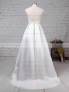 Lace Satin Scoop Neck Sweep Train Ball Gown Pockets Wedding Dresses #PWD00023263