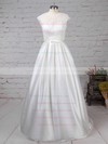 Lace Satin Scoop Neck Sweep Train Ball Gown Pockets Wedding Dresses #PWD00023263