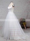 Organza V-neck Sweep Train Ball Gown Beading Wedding Dresses #PWD00023277