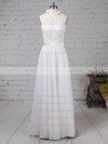Lace Chiffon High Neck Floor-length A-line Beading Wedding Dresses #PWD00023296