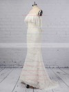 Lace Off-the-shoulder Sweep Train Trumpet/Mermaid Sashes / Ribbons Wedding Dresses #PWD00023361