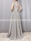 A-line Scoop Neck Lace Chiffon Floor-length Sashes / Ribbons Bridesmaid Dresses #PWD01013469