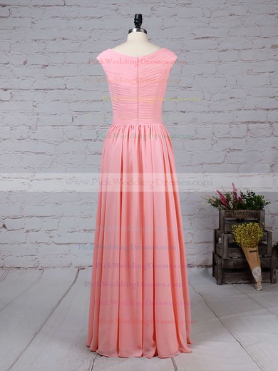 A-line V-neck Chiffon Floor-length Ruffles Bridesmaid Dresses #PWD01013494