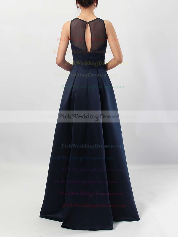 A-line Scoop Neck Satin Floor-length Pockets Bridesmaid Dresses #PWD01013558