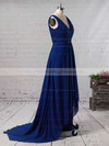 A-line V-neck Chiffon Asymmetrical Beading Bridesmaid Dresses #PWD01013565