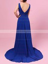 A-line V-neck Chiffon Asymmetrical Beading Bridesmaid Dresses #PWD01013565